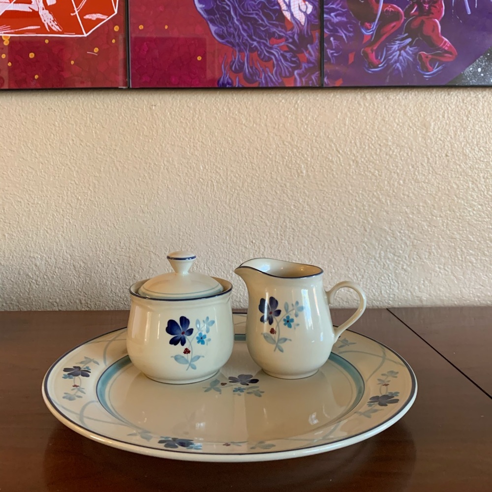 Vintage Epoch Fox Craft Sugar/Creamer/Charger Set
